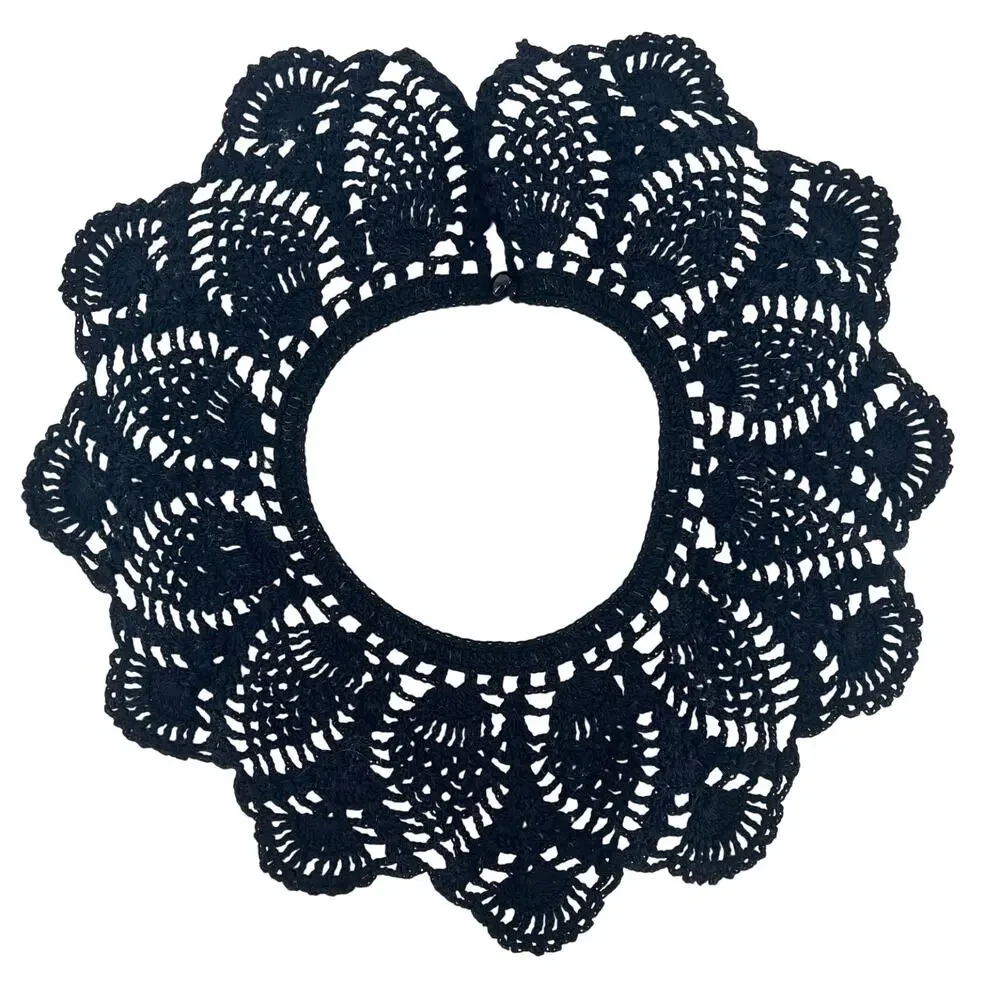 70s Crochet Collar Black Cottage Cottagecore 1970s Vintage